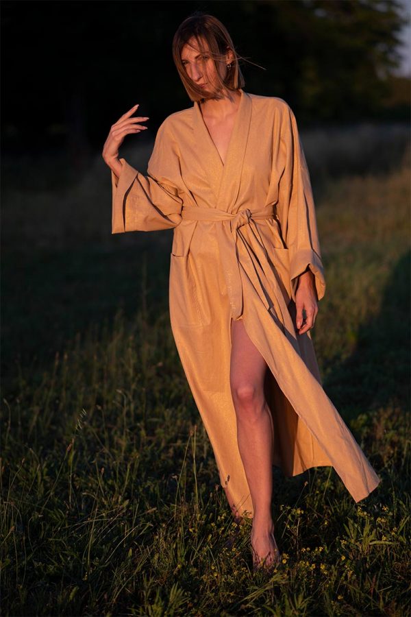 'Shine Your Light' Nude Linen Kimono