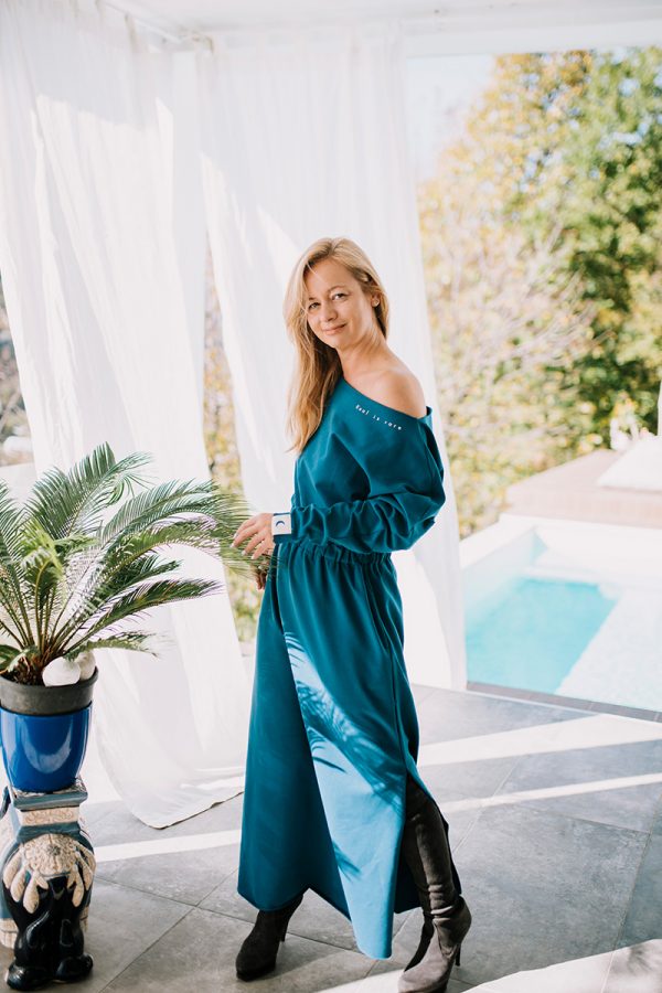 Real is rare - Cotton Slit Dress in Deep Blue