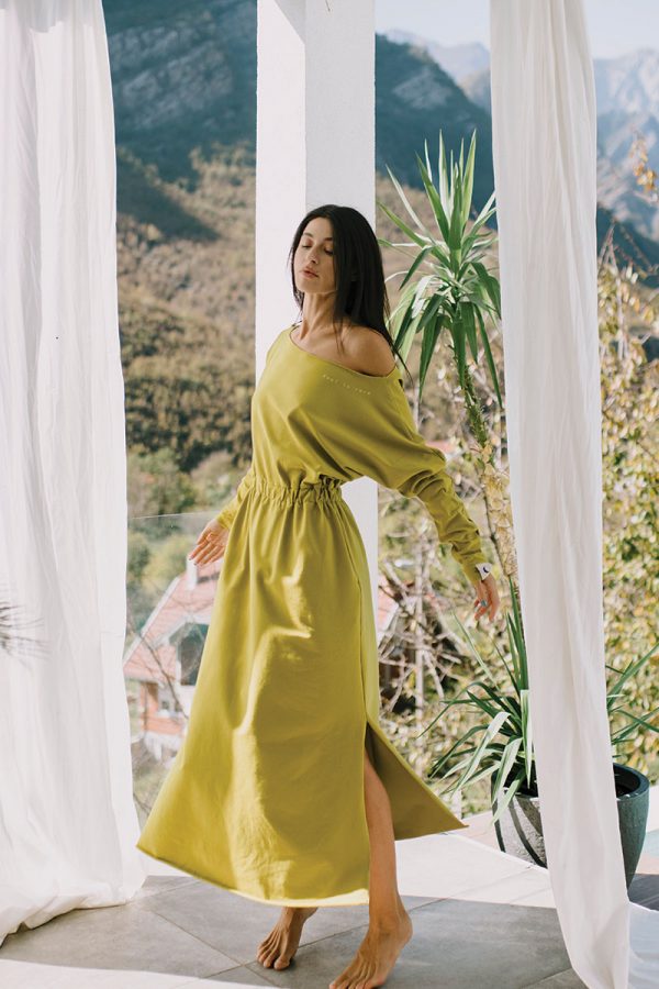 Real is rare - Cotton Slit Dress in Fresh Lime