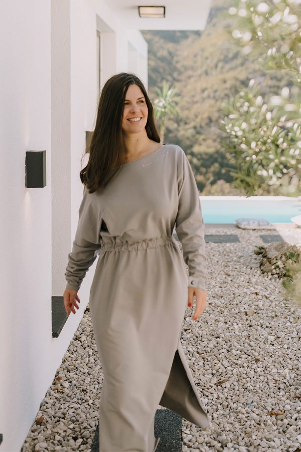 Real is rare - Cotton Slit Dress in Warm Grey