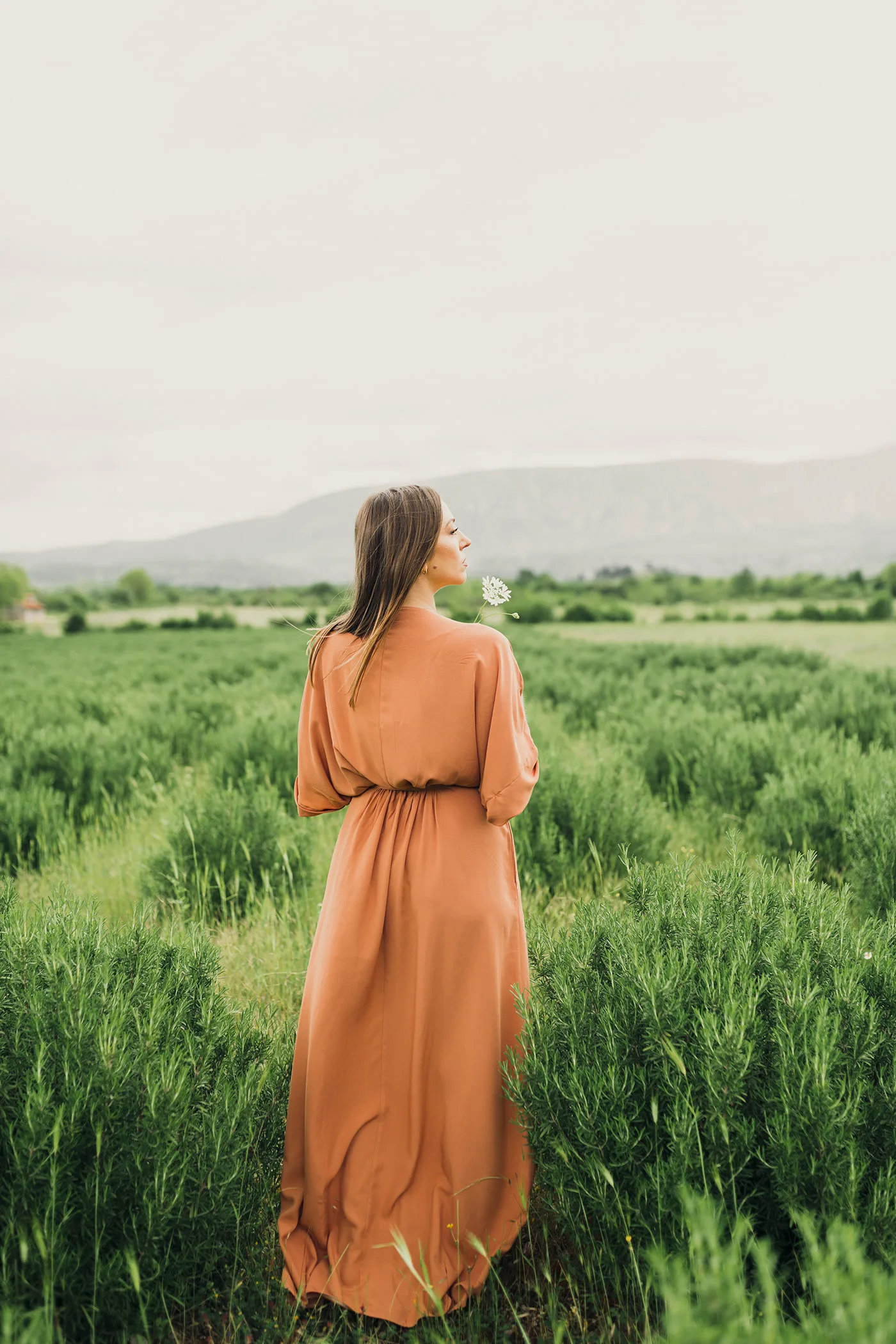 'Abundance' Long Boho Dress in Nude - Image 3