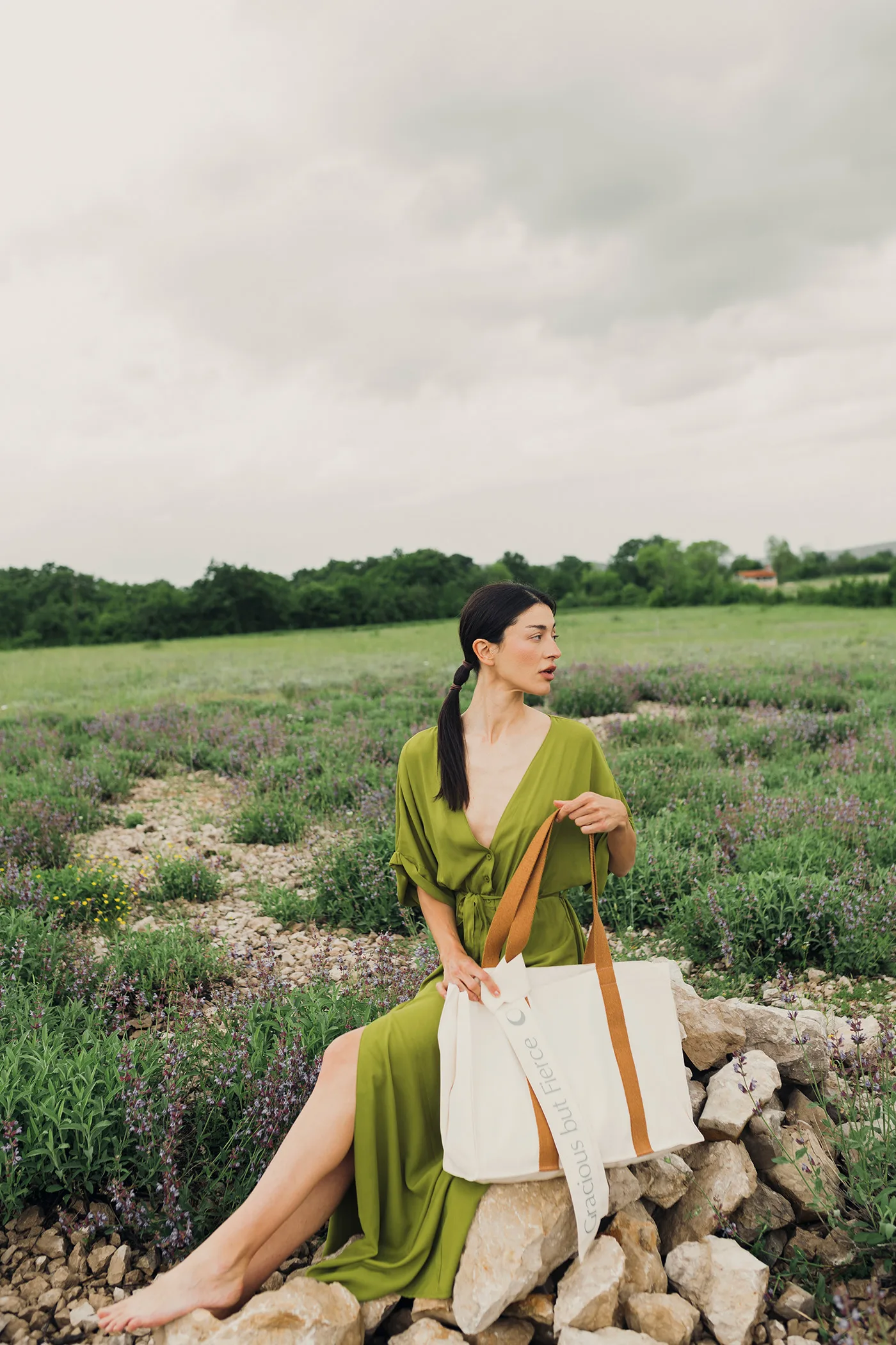 'Abundance' Long Boho Dress in Fresh Green - Image 9