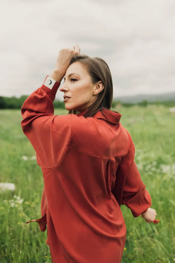 'Abundance' Oversized Blouse in Strong Orange