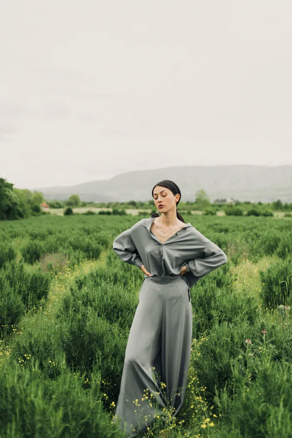 'Abundance' Oversized Blouse in Prosperity Green