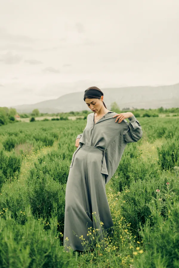 'Abundance' High Waist Trousers in Prosperity Green