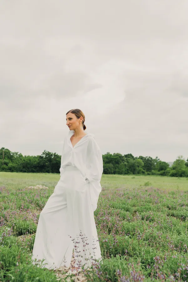 'Abundance' High Waist Trousers in Pure White