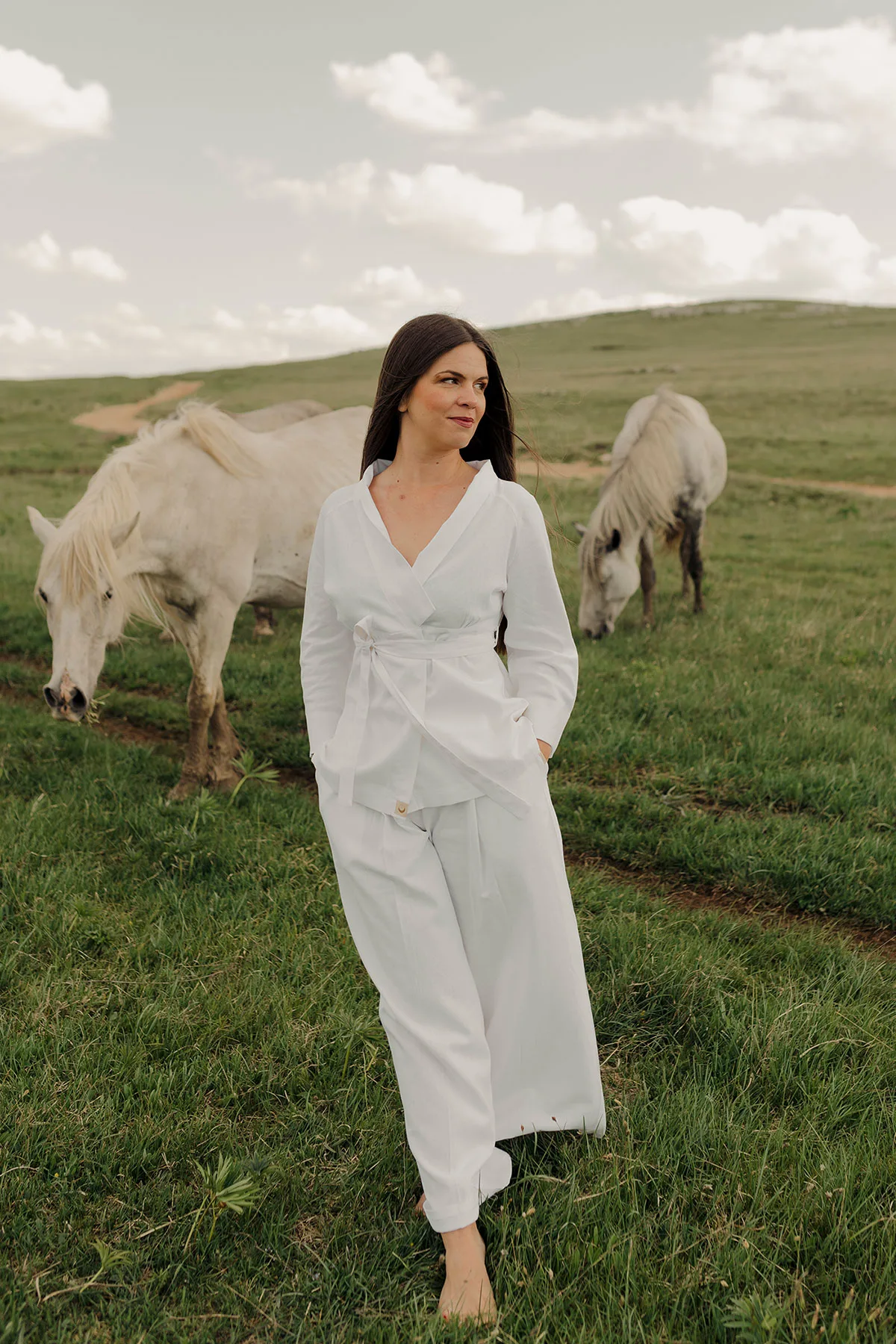 Cherry Blossom Short Linen Kimono - Image 3