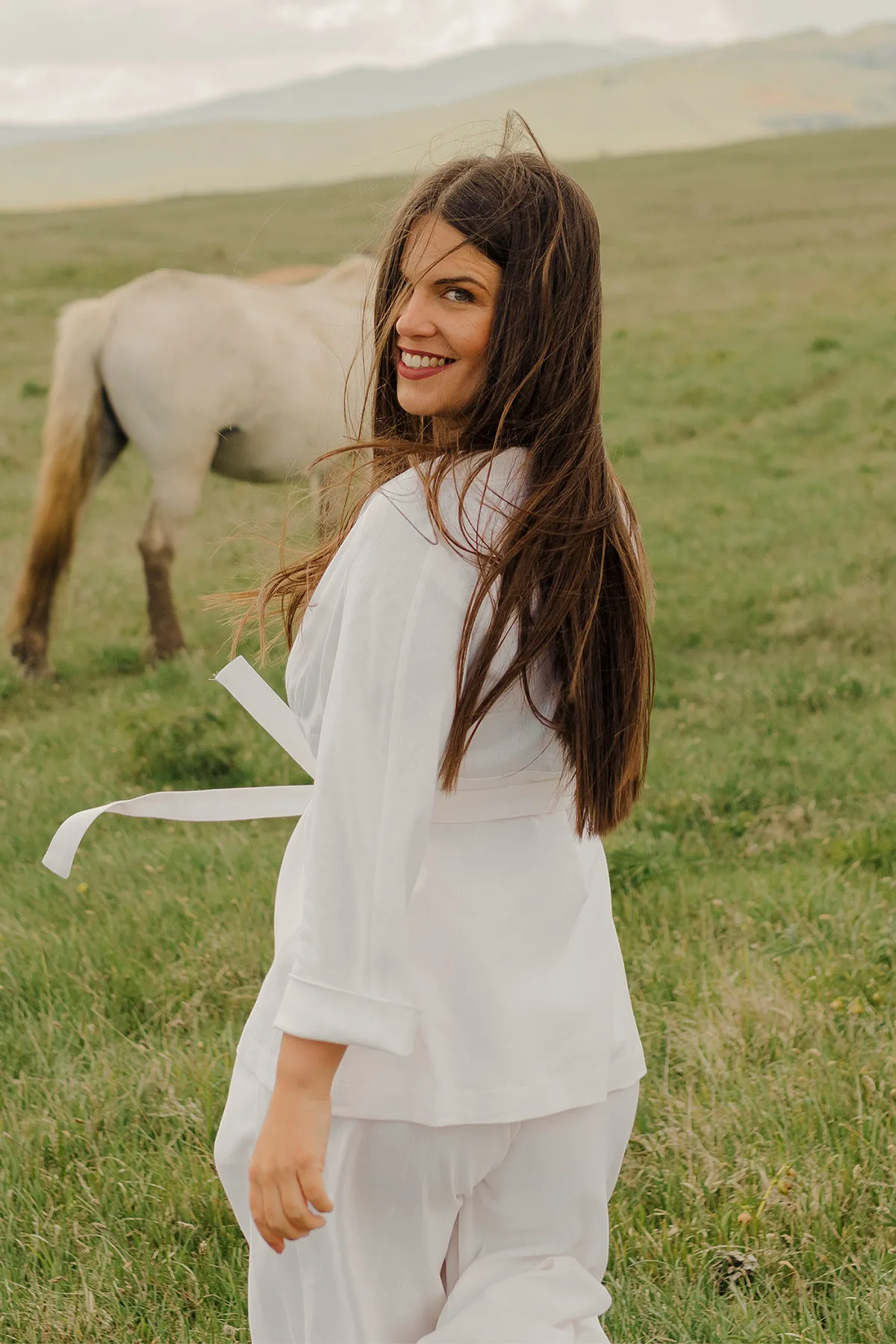 Cherry Blossom Short Linen Kimono - Image 6