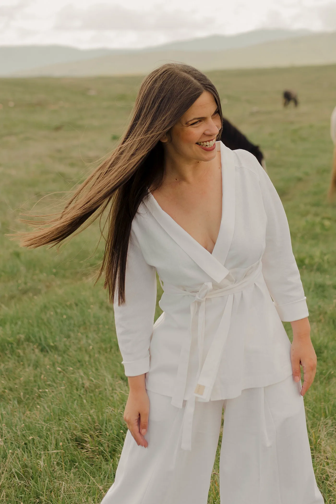 Cherry Blossom Short Linen Kimono