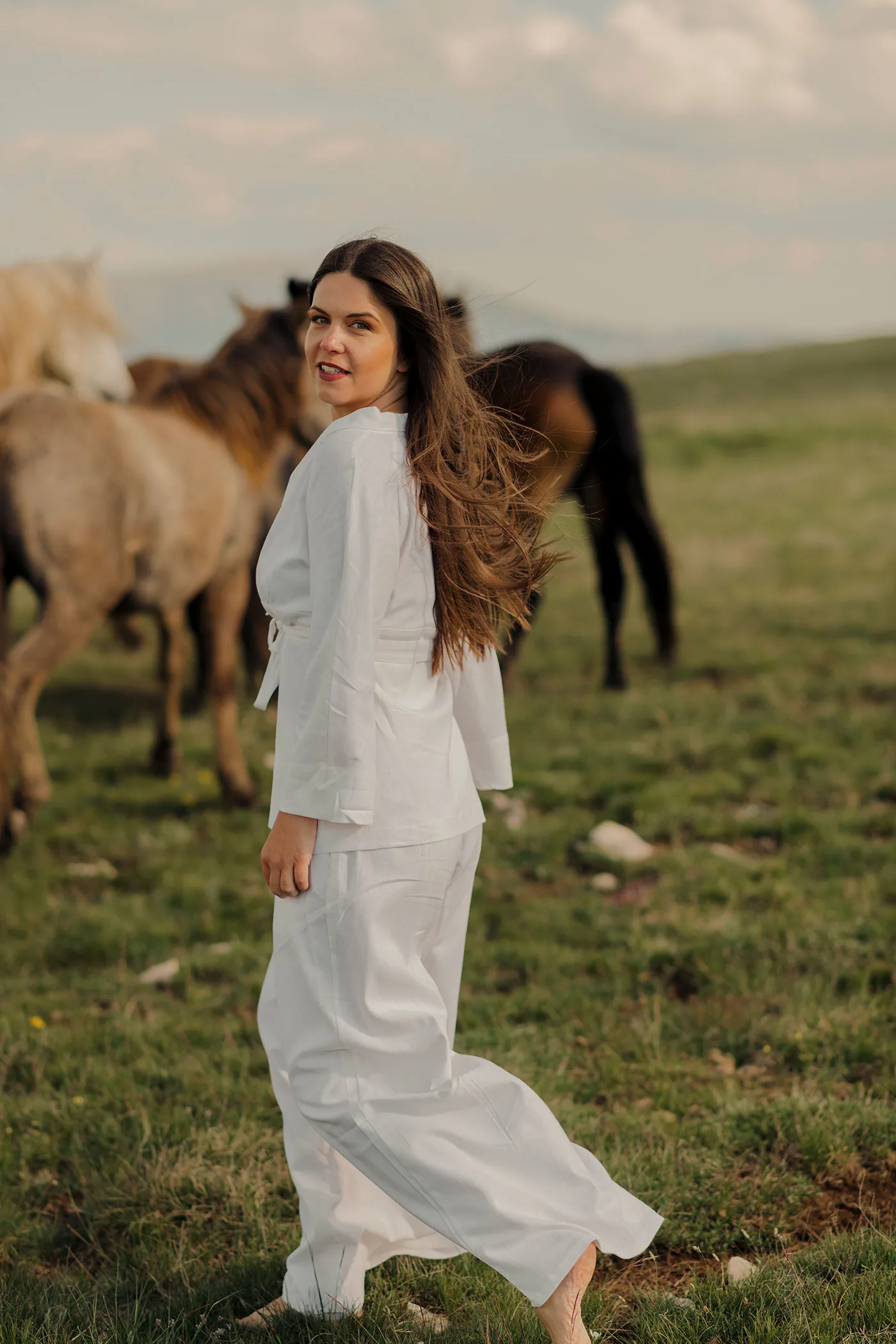 Cherry Blossom Short Linen Kimono - Image 5