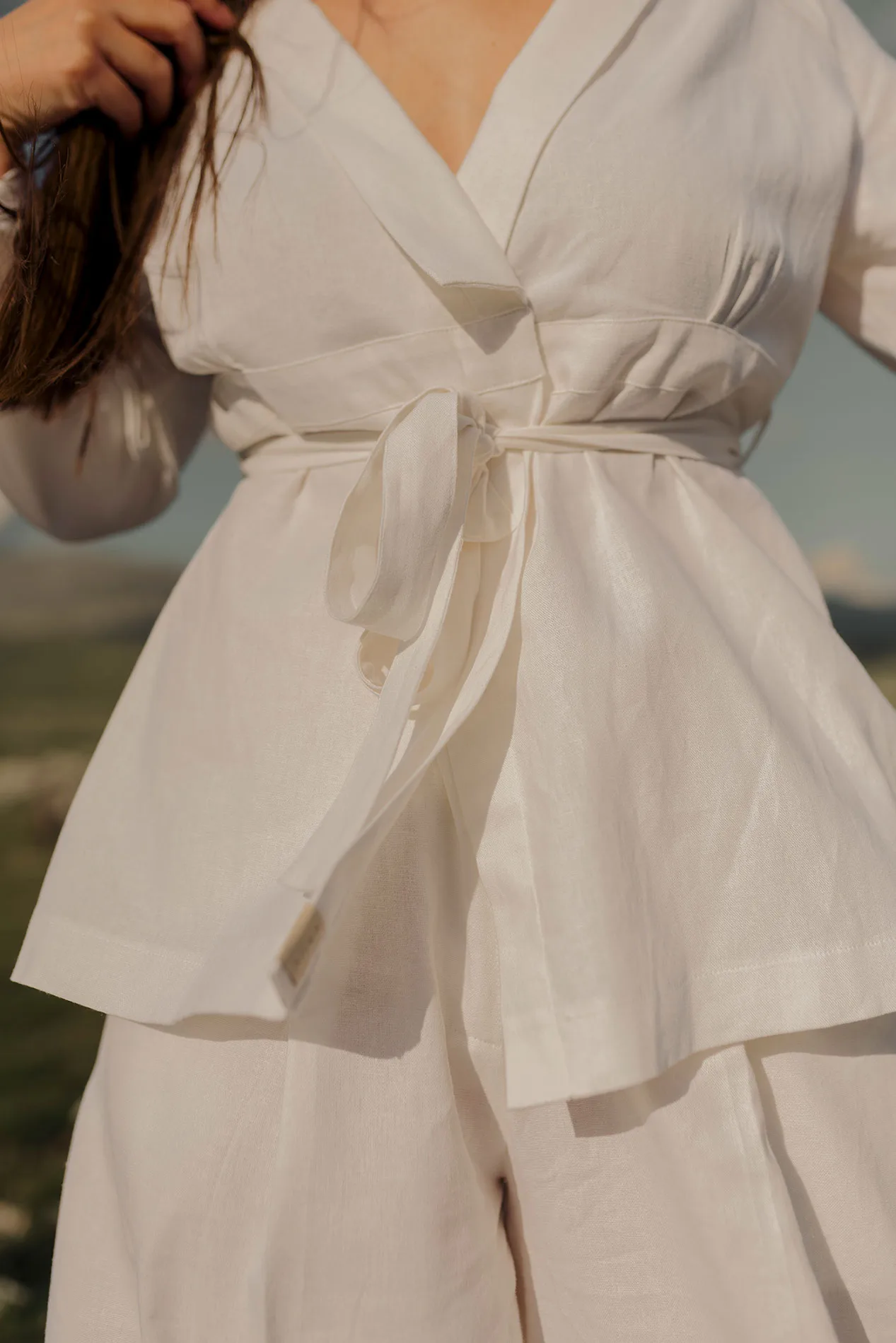 Cherry Blossom Short Linen Kimono - Image 2