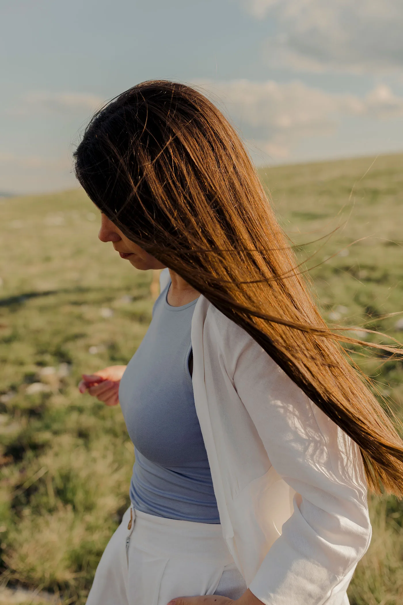 2in1 Sleeveless Top in Sky Blue - Image 3