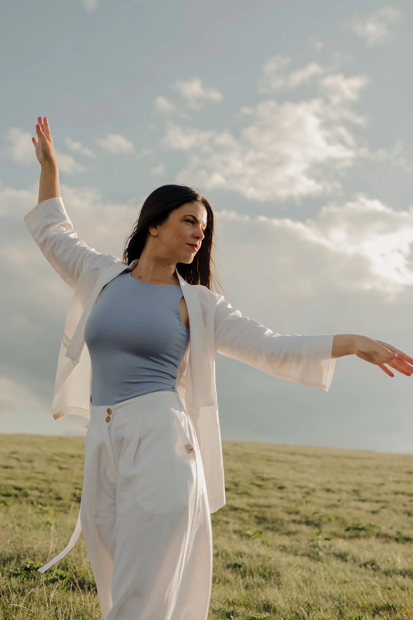 2in1 Sleeveless Top in Sky Blue - Image 2