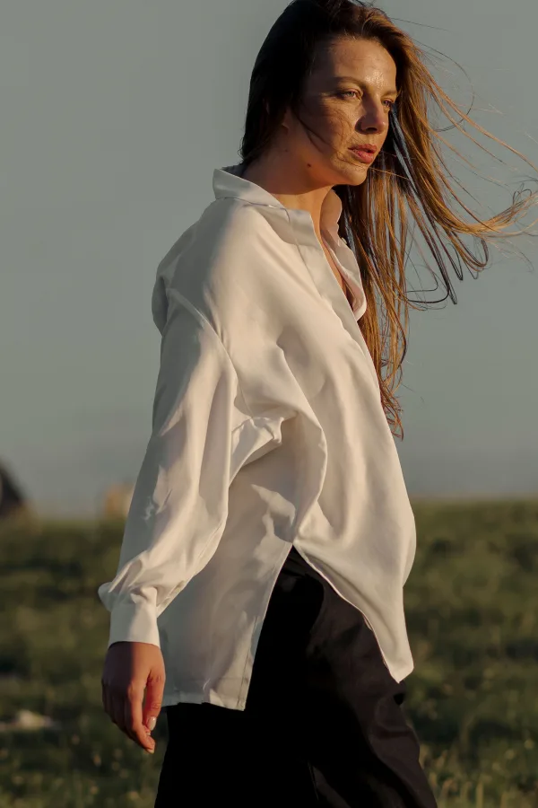 'Abundance' Oversized Blouse in Pure White