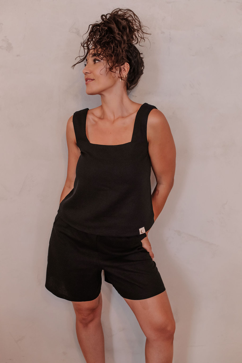 SYL Linen Black Shorts