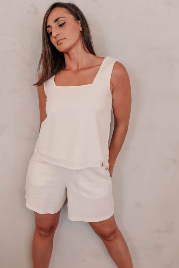 SYL Linen Pearl White Top